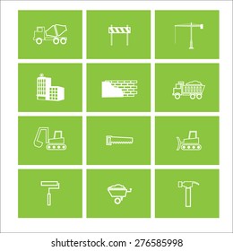 Construction objects icons set vector windows