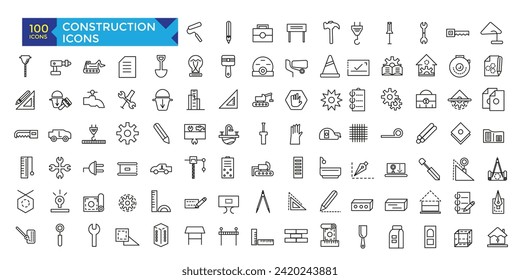 conjunto de iconos de esquema de construcción, vector, colección de iconos
