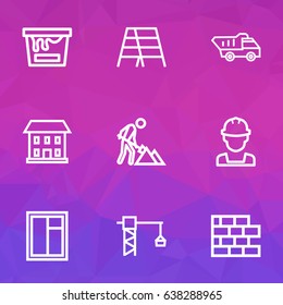 Construction Outline Icons Set. Collection Of Construction Works, Brickwork, Window And Other Elements. Also Includes Symbols Such As Engineer, Ladder, Works.