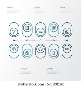 Construction Outline Icons Set. Collection Of Window, Excavator, Door And Other Elements. Also Includes Symbols Such As Maintenance, Stair, Construction.