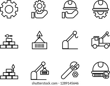 construction outline style icons set
