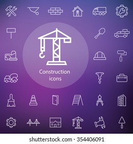 construction outline, thin, flat, digital icon set for web and mobile