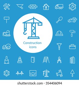 construction outline, thin, flat, digital icon set for web and mobile