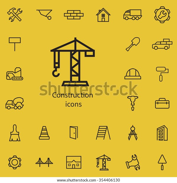 Construction Outline Thin Flat Digital Icon Stock Vector Royalty Free