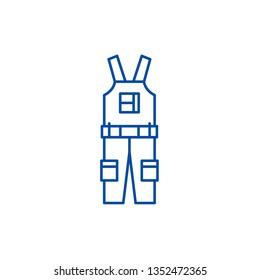 Construction overalls line icon concept. Construction overalls flat  vector symbol, sign, outline illustration.