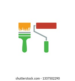 Construction paint brushes iconf. Flat design. Vector illustration.