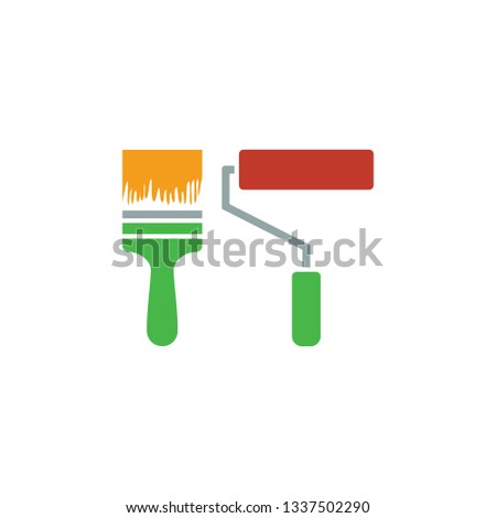 Construction paint brushes iconf. Flat design. Vector illustration.