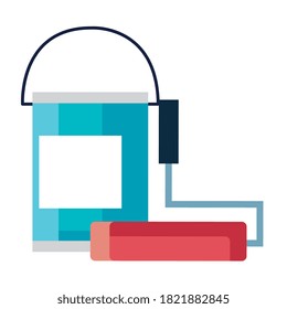 construction paint bucket and roll design of working maintenance workshop and repairing theme Vector illustration