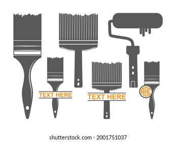 Construction paintbrushes, House painter brush, Paint brush icon vector illustration isolated