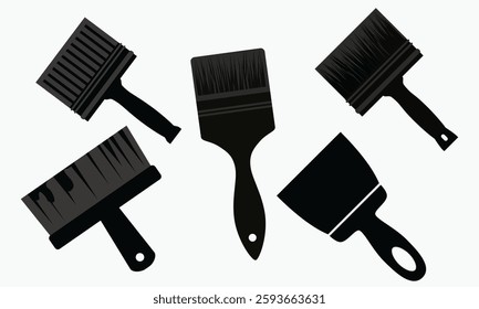 Construction paintbrushes, House painter brush, Paint brush icon vector illustration isolated