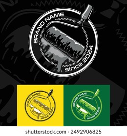 Construction and painting of houses company logo, on a black background and with an additional two options.
