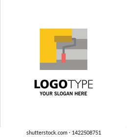 Construction, Painting, Roller, Tool Business Logo Template. Flat Color