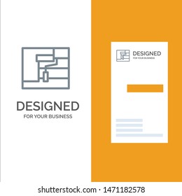 Construction, Painting, Roller, Tool Grey Logo Design and Business Card Template. Vector Icon Template background