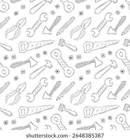 Bouwpatroon. Bouwgereedschap Naadloos patroon. Doodle Bouw Naadloos patroon. Bouwgereedschap Achtergrond