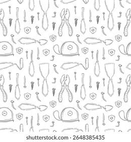 Bouwpatroon. Bouwgereedschap Naadloos patroon. Doodle Bouw Naadloos patroon. Bouwgereedschap Achtergrond