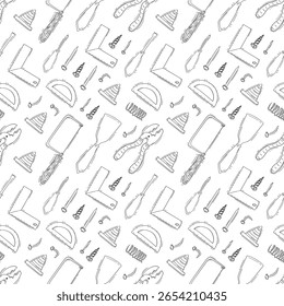 Patrón de construcción. Herramienta de construcción Patrón sin fisuras. Doodle Construcción Patrón sin fisuras. Fondo de la herramienta de construcción