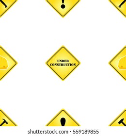 Construction pattern. Warning signs in flat vector style.