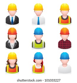 Construction people icon. Transparencies & transparent shadows placed on layer beneath.