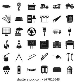 Construction place icons set. Simple style of 36 construction place vector icons for web isolated on white background