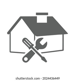 Construction place, Service point icon. Gray vector.