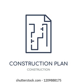 Construction plan icon. Construction plan linear symbol design from Construction collection. Simple outline element vector illustration on white background.