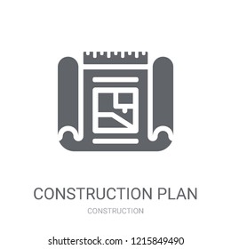 Construction plan icon. Trendy Construction plan logo concept on white background from Construction collection. Suitable for use on web apps, mobile apps and print media.