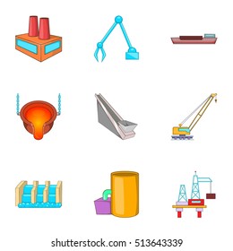 Construction plant icons set. Cartoon illustration of 9 construction plant vector icons for web