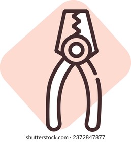 Construction pliers; illustration or icon; vector on white background.