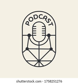 Elemento de diseño del logotipo del icono de podcast de construcción