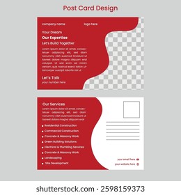 construction post card design. new modern clean creative minimalistic construction post card design.