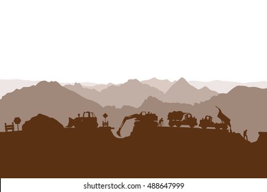 construction process silhouette