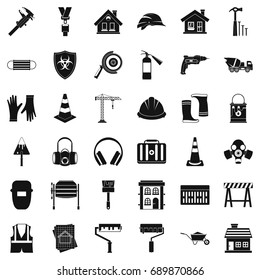 Construction production icons set. Simple style of 36 construction production vector icons for web isolated on white background