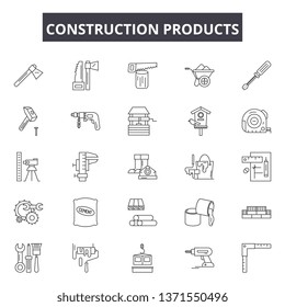 Construction products line icons, signs set, vector. Construction products outline concept, illustration: construction,product,white,industry,engineering,building,isolated