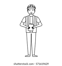 Construction professional avatar character vector illustration design