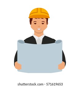 Construction professional avatar character vector illustration design