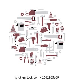 Construction professional instruments. Vector illustration.