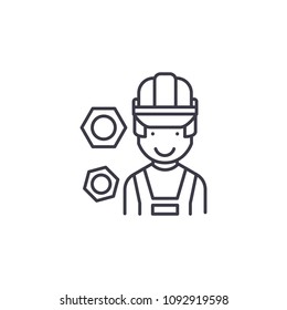 Construction Professional worker linear icon concept. Construction Professional worker line vector sign, symbol, illustration.