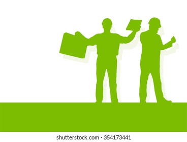 Construction project engineer supervisor green ecology environmental vector background concept