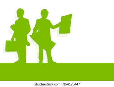 Construction project engineer supervisor green ecology environmental vector background concept