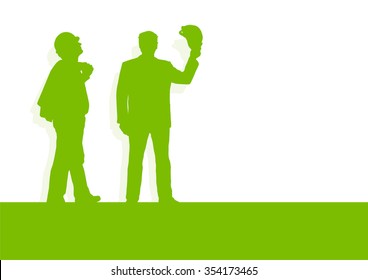 Construction project engineer supervisor green ecology environmental vector background concept