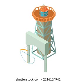 Construction Project Icon Isometric Vector. Arch Project And Lighthouse Building. Designing, Building, Reconstruction