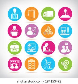 construction and project management icons set