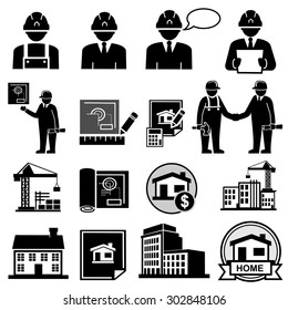 Construction project manager.icons vector