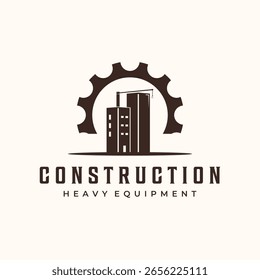 Diseño minimalista de la ilustración del Vector del logotipo de la vendimia, diseño del símbolo de la construcción de la renovación del edificio