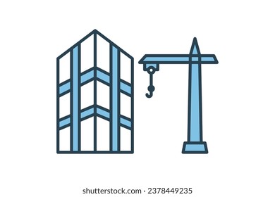 Icono de proyectos de construcción. Icono relacionado con la construcción. adecuado para sitio web, aplicación, interfaces de usuario, imprimible, etc. Estilo de icono de línea plana. Diseño de vector simple editable