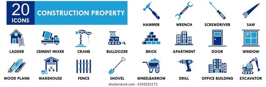 Construction Property icon collection set. Containing design property, development, construction, house, architecture