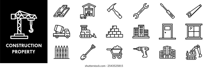 Construction Property icon collection set. Containing design property, development, construction, house, architecture