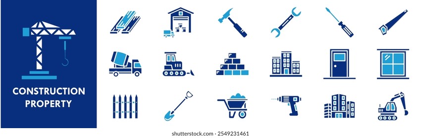 Construction Property icon collection set. Containing design property, development, construction, house, architecture