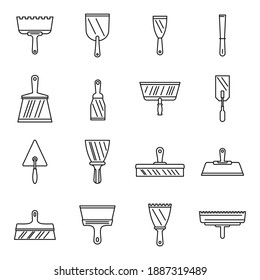 Construction putty knife icons set. Outline set of construction putty knife vector icons for web design isolated on white background