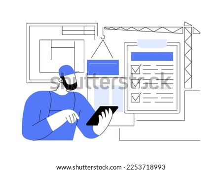 Construction quality control abstract concept vector illustration. Quality management, building progress, project requirements, materials specification, architecture blueprint abstract metaphor.
